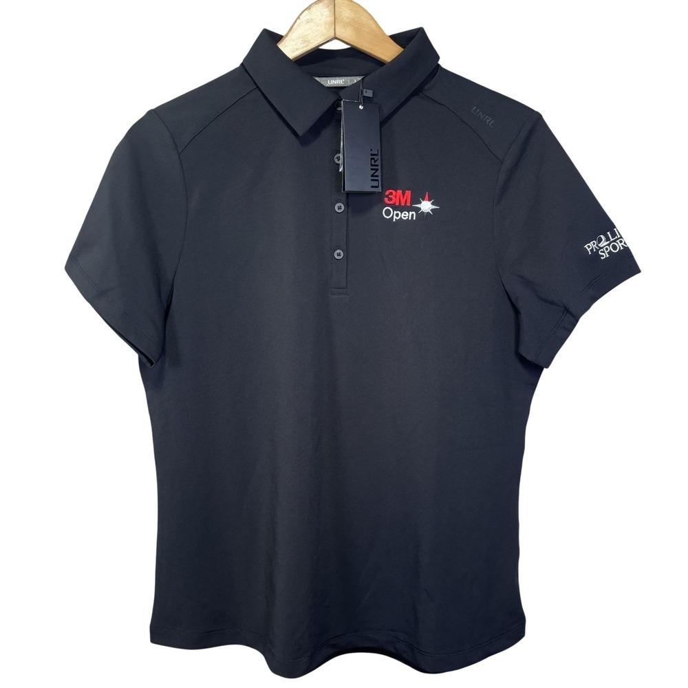NWT UNRL 3M Open Shirt Womens Large Black Golf Polo Pro Links Sports Embroidered